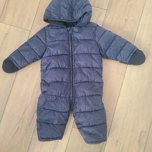 Water-Resistant Puffer Snowsuit for Baby, Navy, 12-18M, Worn 2x